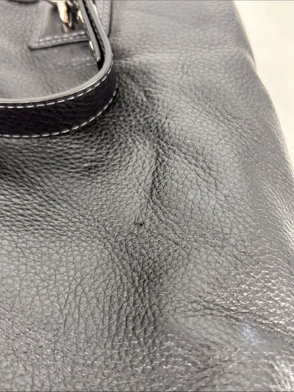 Coach Penelope Black Pebbled Leather‎ Shoulder Tote with Daisy Charm